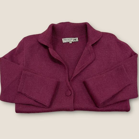 Maroon Peruvion Link Alpaca Collection button up Cardigan women’s size M - Picture 2 of 7